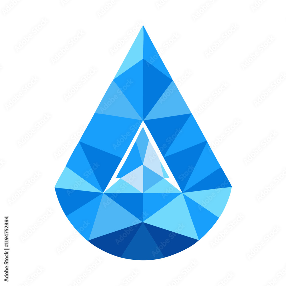 Fototapeta premium Geometric blue water droplet symbol