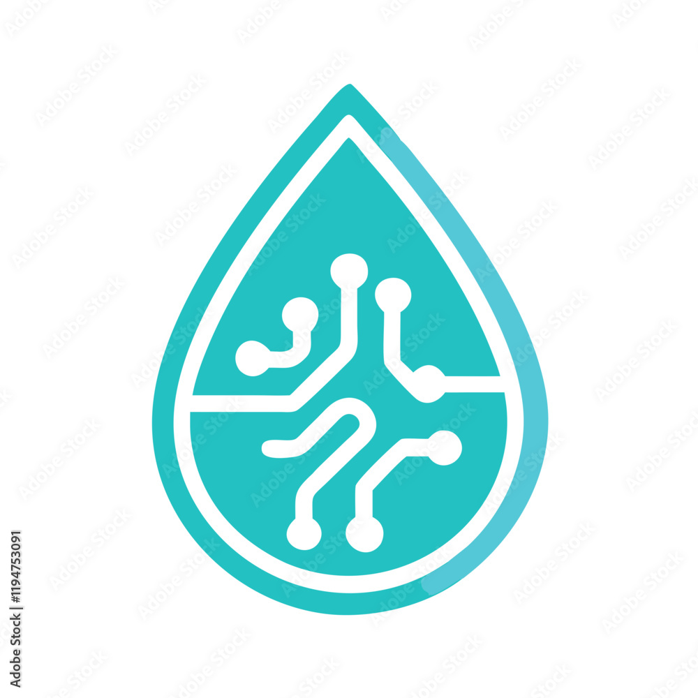 Digital water droplet with circuit board design Digital water droplet with circuit board design
