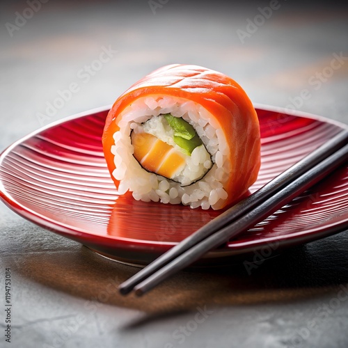 sushi with chopsticks
