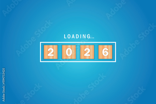 New Year 2026 loading bar. Start new year 2026 with goal plan, goal concept, action plan, strategy. Vector illustration. Can be used for your design