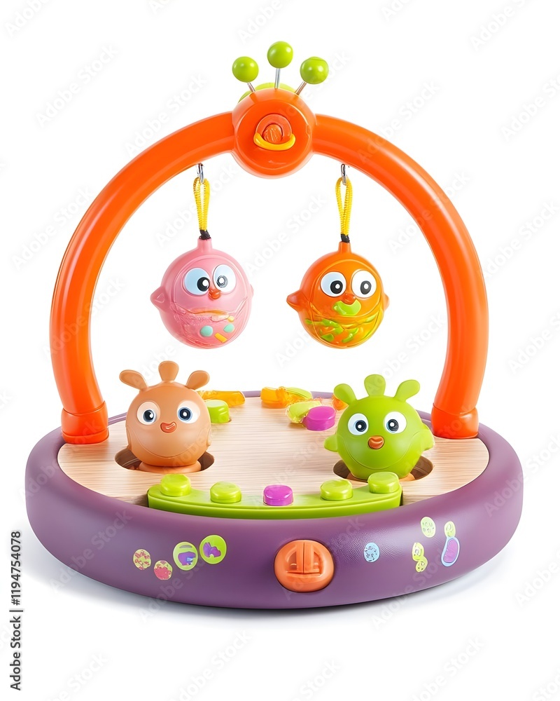 Obraz premium A colorful baby activity toy with hanging balls and interactive features for sensory play.