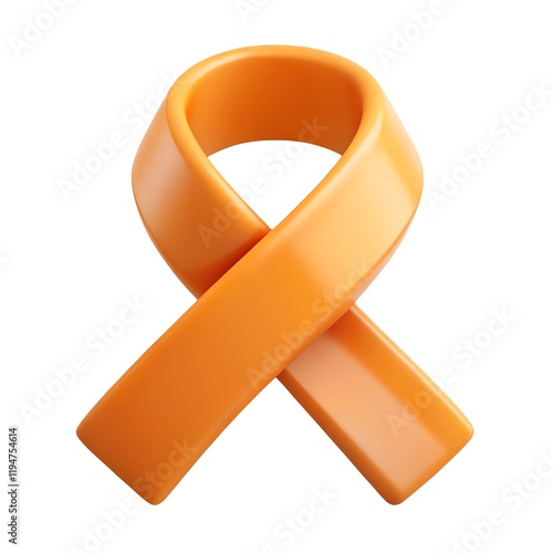 yellow awareness ribbon on white background