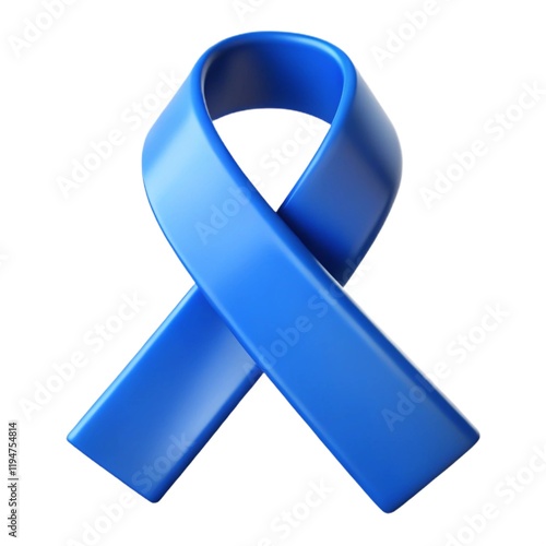 blue awareness ribbon on white