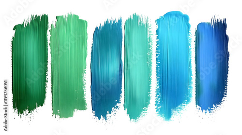 blue green gradient brush stroke set isolated