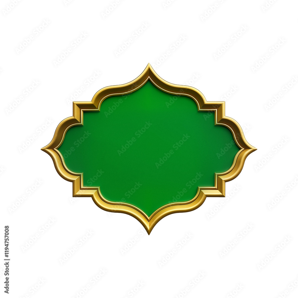 3D banner green and gold ornate with a scalloped edge 01 3D banner green and gold ornate with a scalloped edge 01