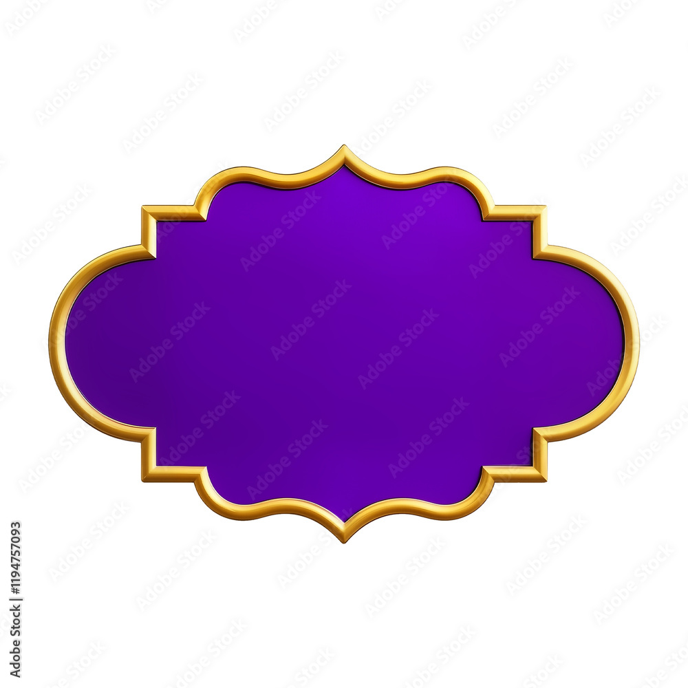 3D label purple and gold ornate with a scalloped edge 01 3D label purple and gold ornate with a scalloped edge 01