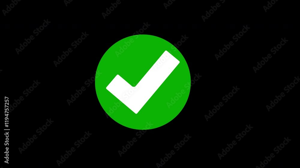 check mark icon animation with transparent background Alpha Channel. check mark icon animation with transparent background Alpha Channel.