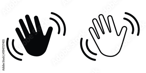 waving hand icon set. hello sign. goodbye symbol. goodbye gesture sign for web site mobile app. vector illustration on transparent background