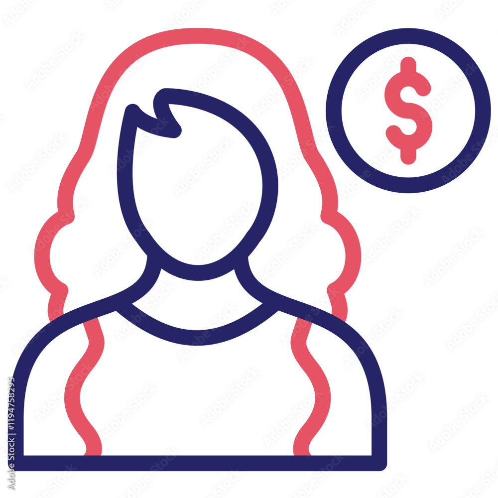 Client Female vector icon illustration of Gig Economy iconset. Client Female vector icon illustration of Gig Economy iconset.