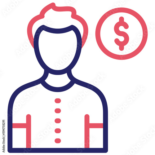 Client Male vector icon illustration of Gig Economy iconset.