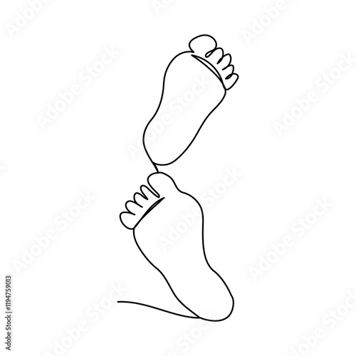 One continuous line drawing of bare foot. Elegance female leg in simple linear style. Concept of healthy massage and Care about soft skin. Editable stroke. Doodle vector illustration,
