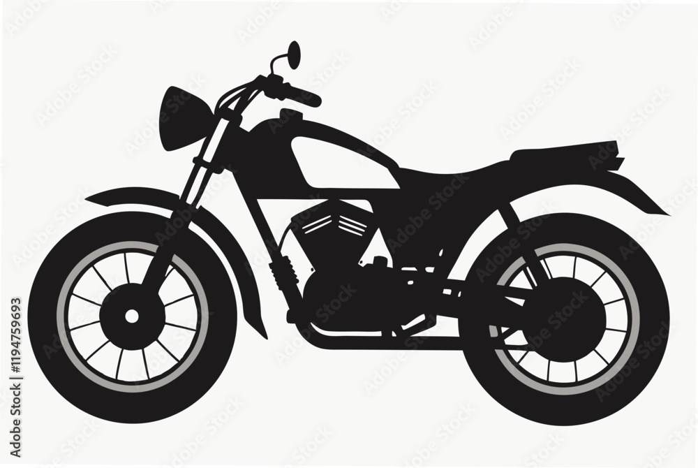 Fototapeta premium Motorcycle silhouette black vector art illustration.