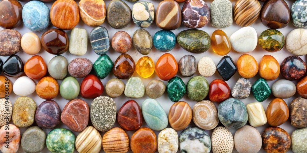 Collection of Polished and Unpolished Stones in Varied Colors and Textures Collection of Polished and Unpolished Stones in Varied Colors and Textures