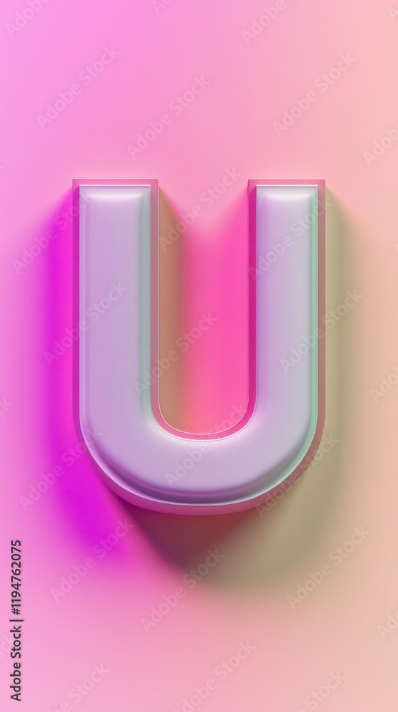 3D letter U set against a vibrant solid background, with realistic lighting and lifelike textures, 3D letter U set against a vibrant solid background, with realistic lighting and lifelike textures,