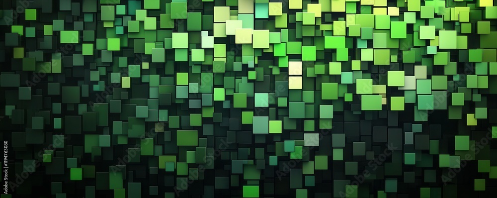 A digital-style abstract of pixels transitioning in shades of green and black, 4k photo. A digital-style abstract of pixels transitioning in shades of green and black, 4k photo.