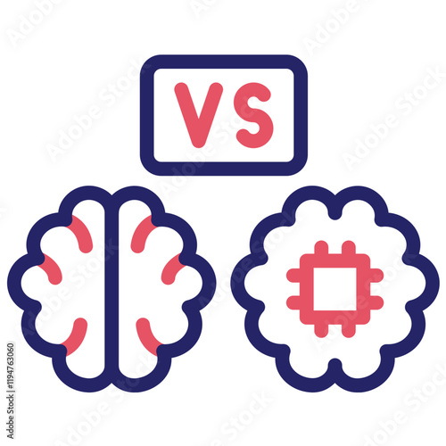 Robot vs Human Brain vector icon illustration of Robotics iconset.