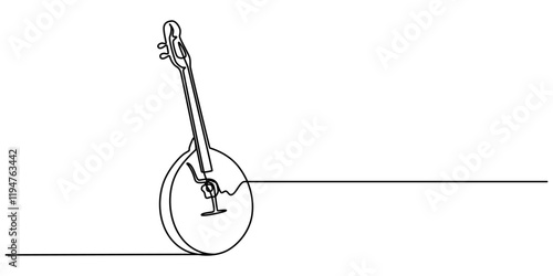 A single line drawing of a domra. Continuous line domra icon. One line icon. Vector illustration, string domra continuous one line drawing, out line pro vector illustration. simple minimal concept. 