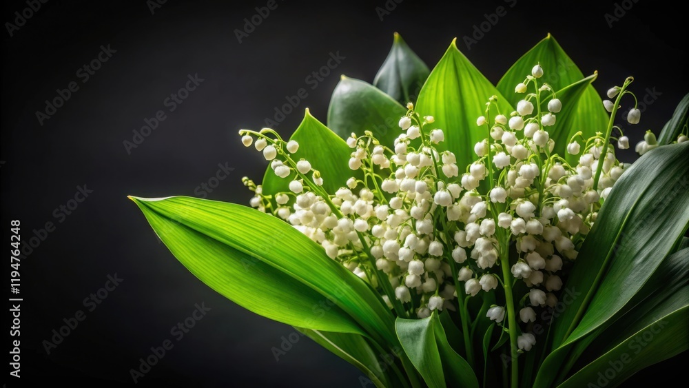 Obraz premium A Delicate Bouquet of Lily of the Valley Flowers with Lush Green Foliage