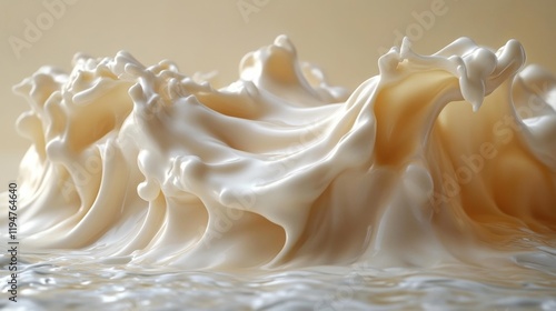 Dynamic Cream Splash in Abstract Loop. Generative AI photo