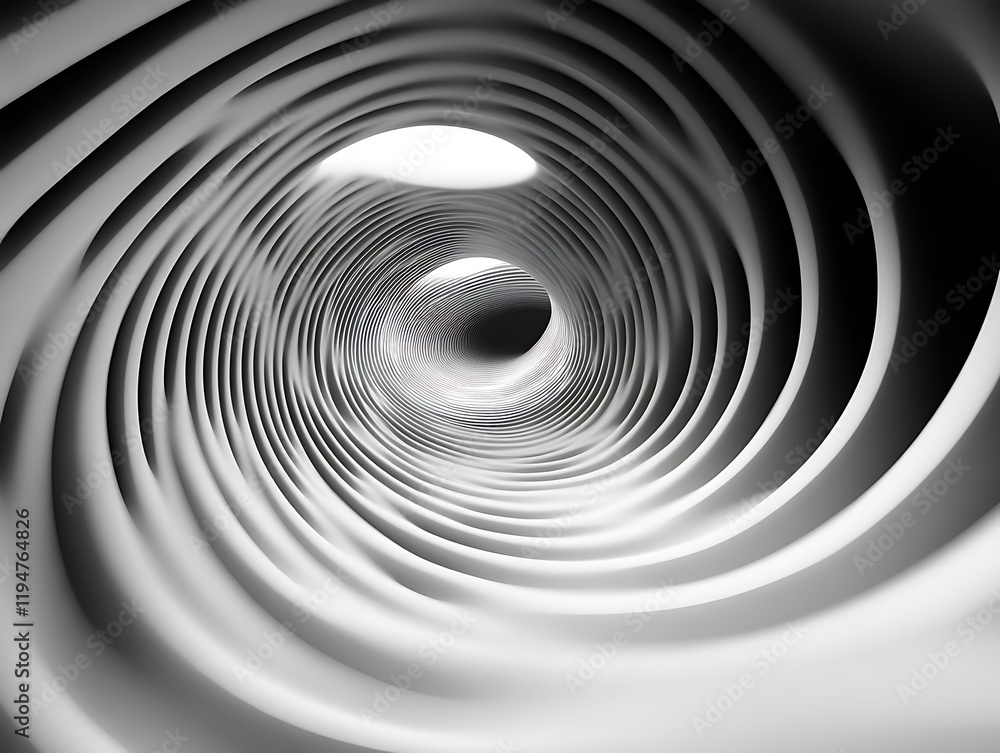 Obraz premium Abstract grayscale spiral tunnel.