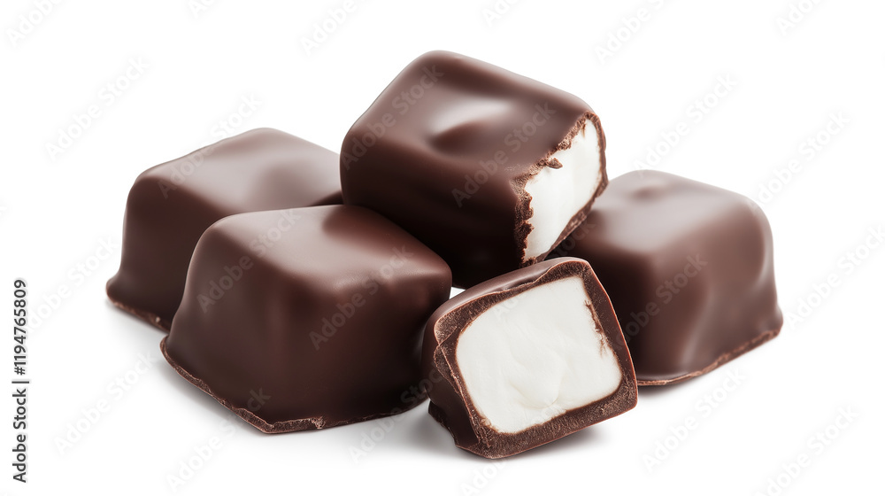 Marshmallow in chocolate isolated on a white background Marshmallow in chocolate isolated on a white background