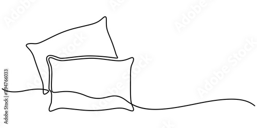 Pillow Line Icon, Outline Symbol Vector Illustration, One single line drawing of a pillow on a white background, Pillow continuous one line drawing, outline pro vector illustration.                   