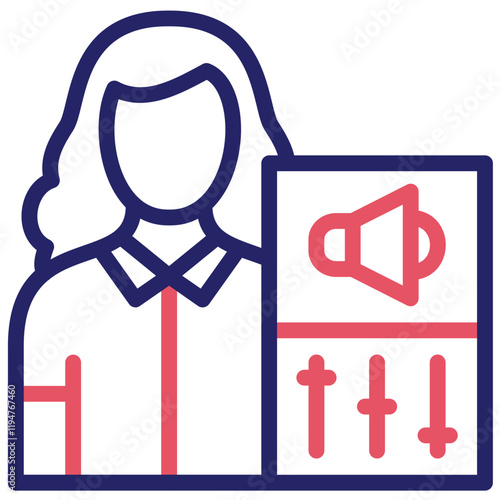 Sound Engineer Female vector icon illustration of Filmmaking iconset.