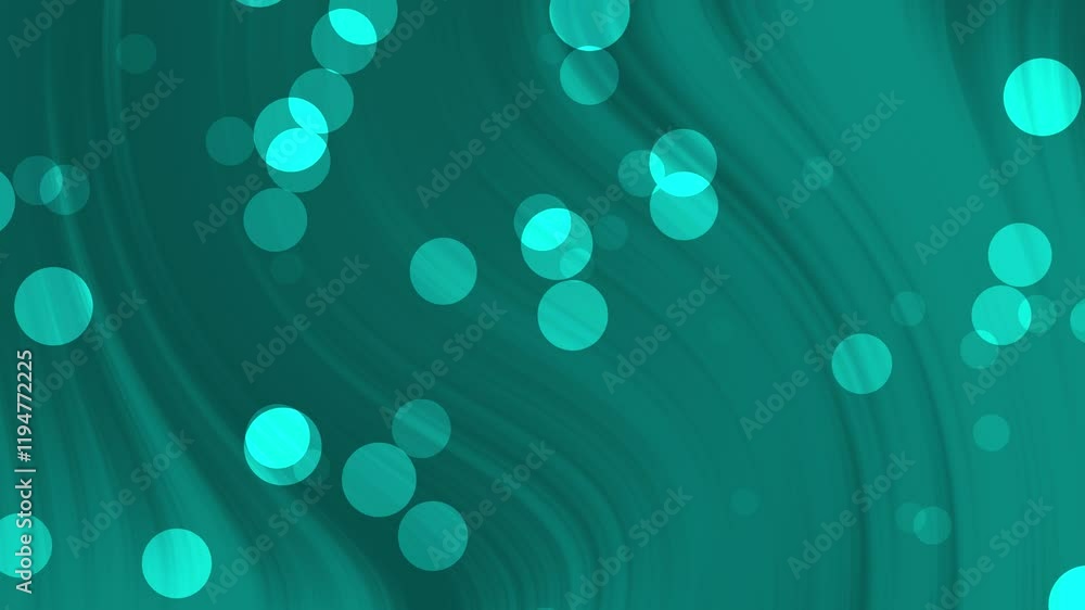 dynamic light teal background, sparkling glowing dot, turquoise abstract gradient with waves curved line HD 4K seamless looping animation