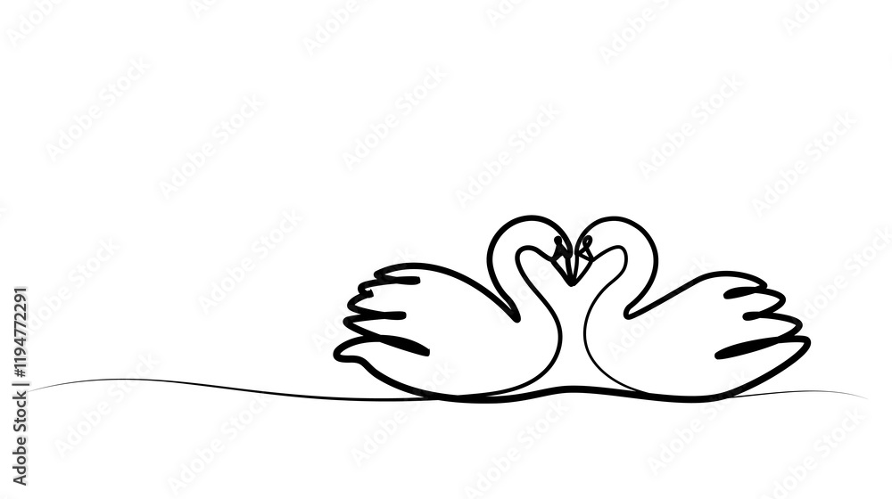 Fototapeta premium continuous one line drawing of a swan. vector