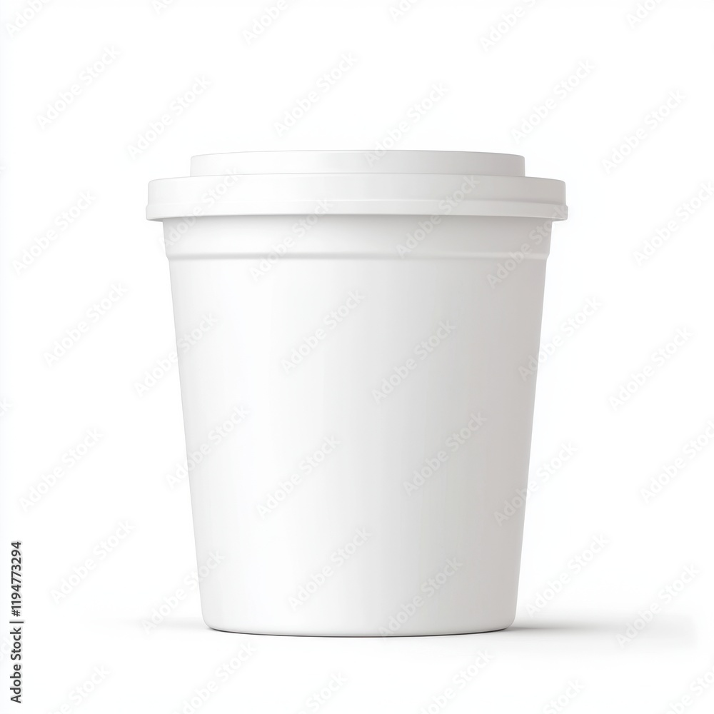 A plain white cup with a lid, often used for takeout beverages or food, featuring a simple design and versatile usability. A plain white cup with a lid, often used for takeout beverages or food, featuring a simple design and versatile usability.