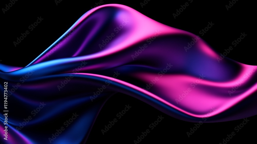 Fototapeta premium Abstract Purple and Blue Silk Flowing in Dark Background