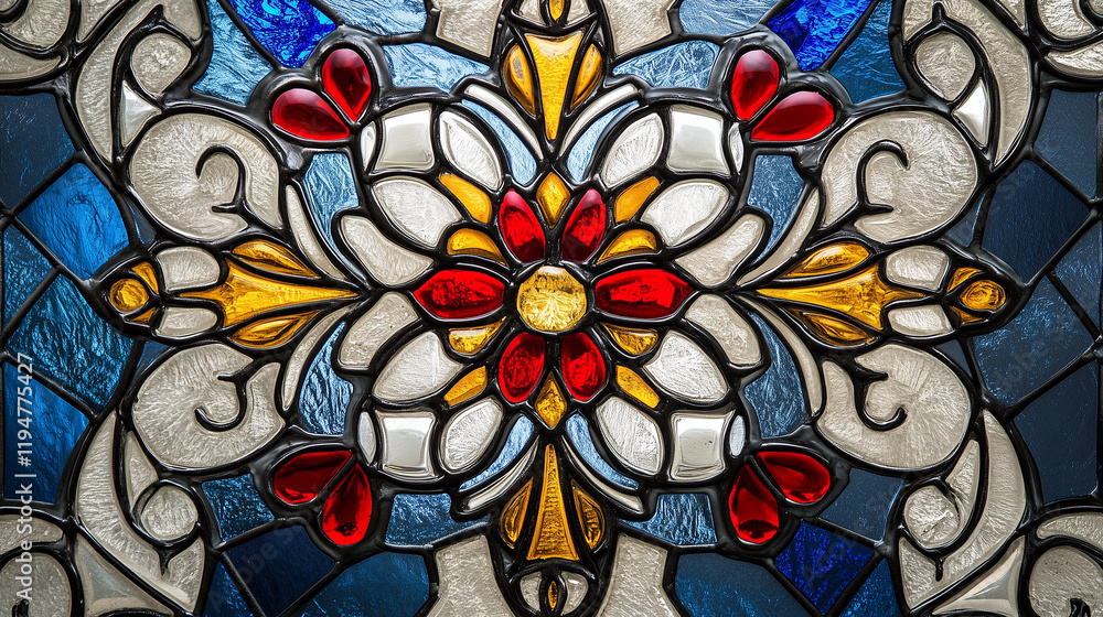 Stained Glass Snowflake Background Stained Glass Snowflake Background
