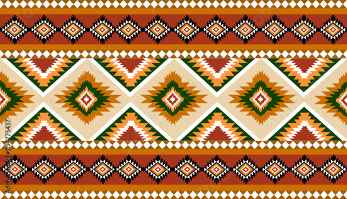 Navajo tribal ethnic Aztec seamless pattern. South Western motif Mexican. Vector Navajo textile. Boho rug Woven carpet decor style. Design for Batik, fabric, clothing. Geometric ornament Indian.