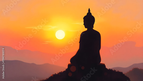 buddha statue in the sunset