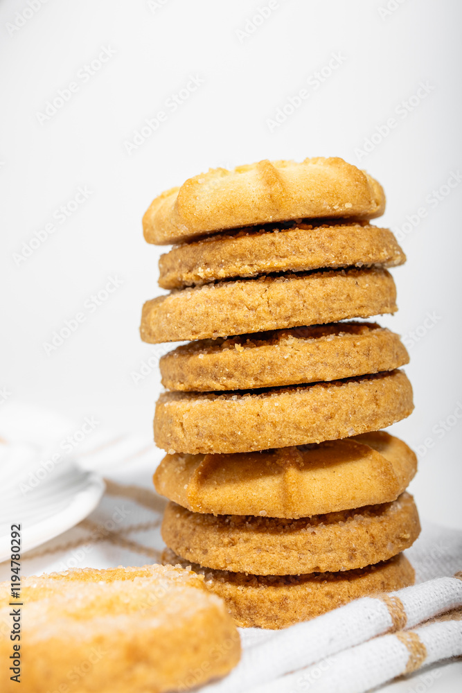 Danish cookies on a white background with coffee in a white cup, freshly brewed American coffee, isolate, breakfast, pastries, delicious shortbread cookies, catalog photo of food, coffee in bed Danish cookies on a white background with coffee in a white cup, freshly brewed American coffee, isolate, breakfast, pastries, delicious shortbread cookies, catalog photo of food, coffee in bed