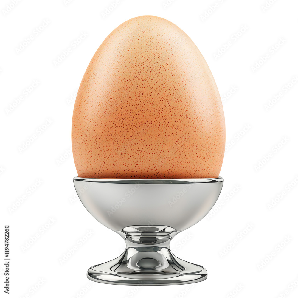 Fresh Egg in Silver Egg Cup Display Isolated on transparent background Fresh Egg in Silver Egg Cup Display Isolated on transparent background