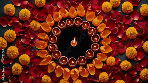 Diwali Diya arrangement, Indian festival   photo