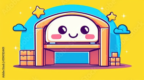 Cute cartoon character on colorful background digital art whimsical cheerful atmosphere playful vibe