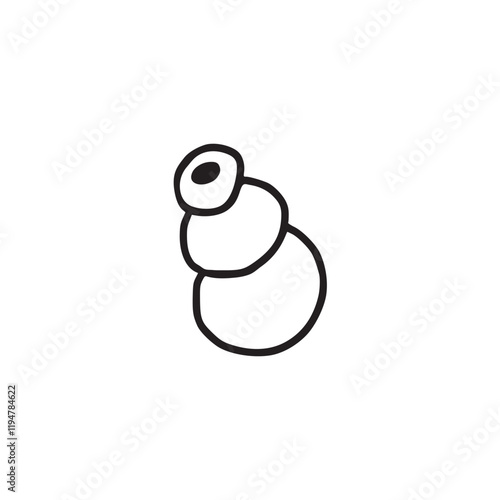 Minimalist sketch of a spiral-shaped toy resembling a cone, perfect for pets. Black outline on a white background.