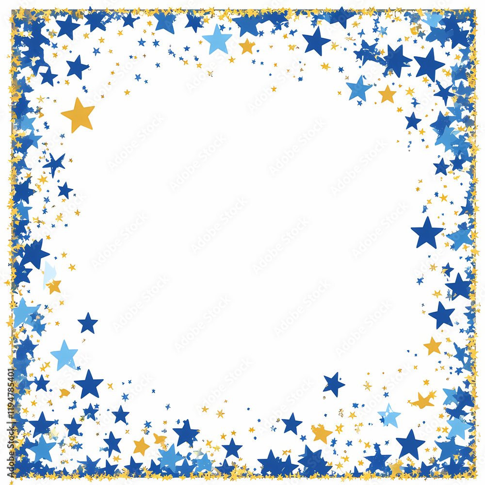 Colorful star frame with blue and gold accents for celebrations and special occasions. Generative AI Colorful star frame with blue and gold accents for celebrations and special occasions. Generative AI