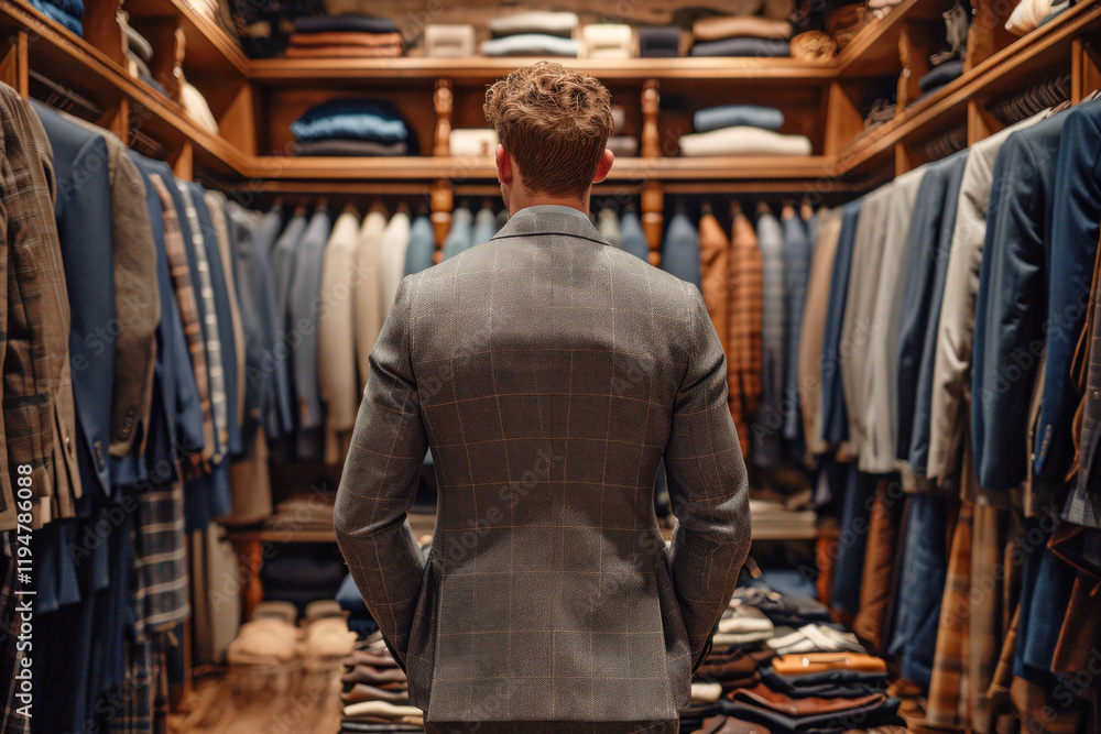 Dapper Gentleman Browsing Through an Elegant Menswear Store Full Dapper Gentleman Browsing Through an Elegant Menswear Store Full