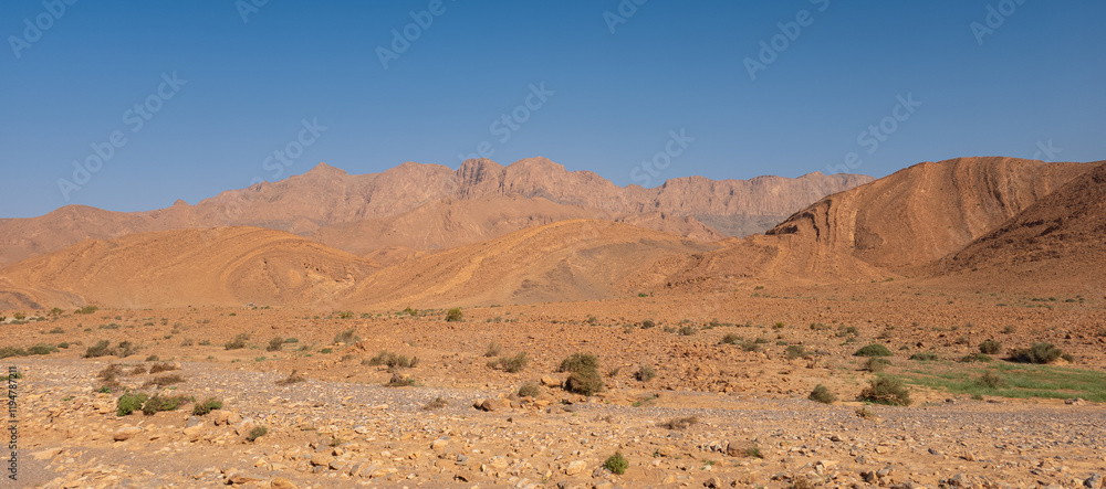 Fototapeta premium Arid landscape of the Sahara desert in eastern Morocco