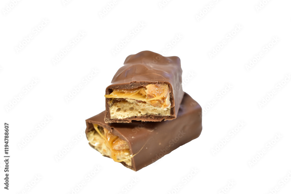 Chocolate candies with caramel filling lie on a PNG background. Chocolate candies with caramel filling lie on a PNG background.