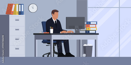 Efficient businessman working in the office