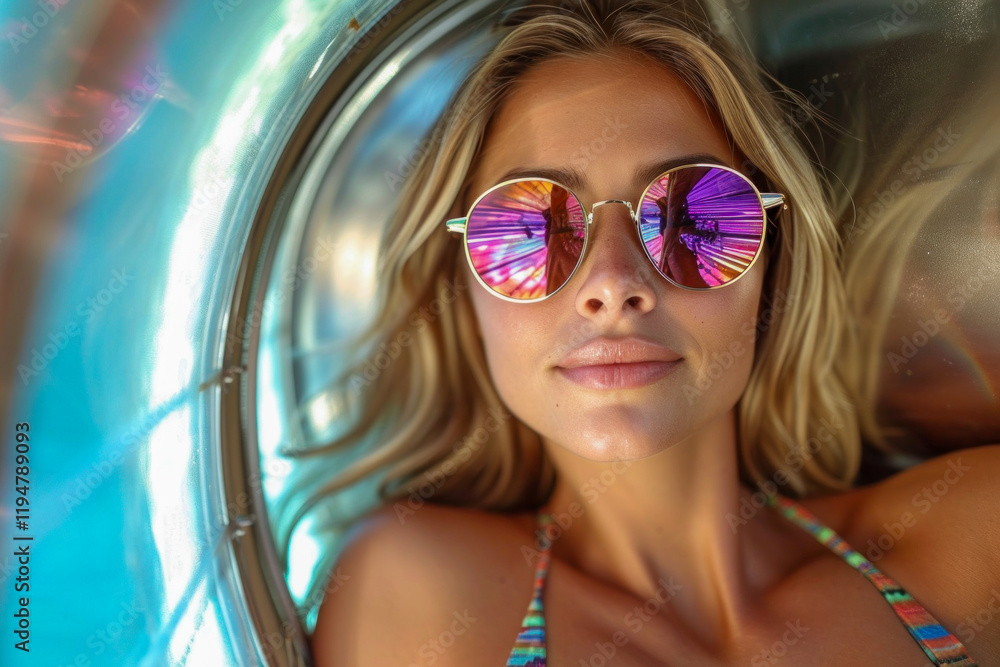 Woman in White Bikini Using a Tanning Bed in a Modern Salon Sett Woman in White Bikini Using a Tanning Bed in a Modern Salon Sett