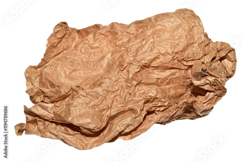Crumpled paper bag used for food packaging. Eco-friendly packaging.