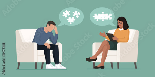 Therapist helping a depressed patient