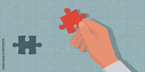 Man completing a jigsaw puzzle