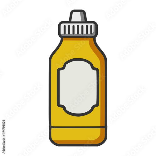 yellow mustard bottle flat color vector illustration template design