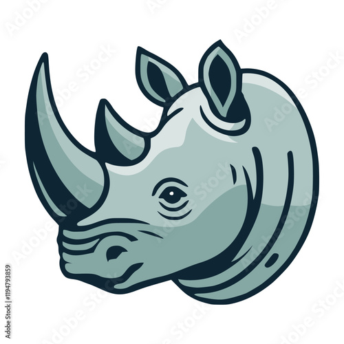 rhinoceros head wild animal flat color vector illustration template design